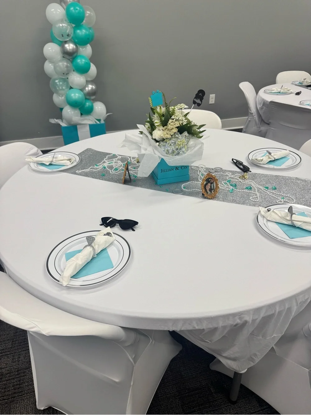 Breakfast at Tiffany’s Teal Blue Bridal Shower/Birthday Table & Wall Decor